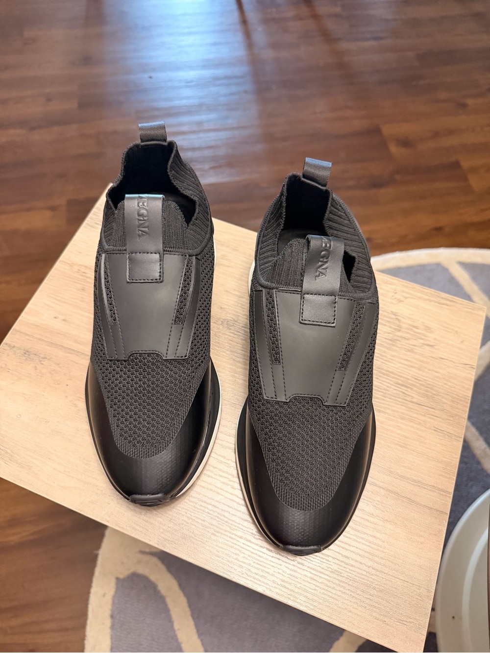 Men's Black Knit Slip-On Sneakers